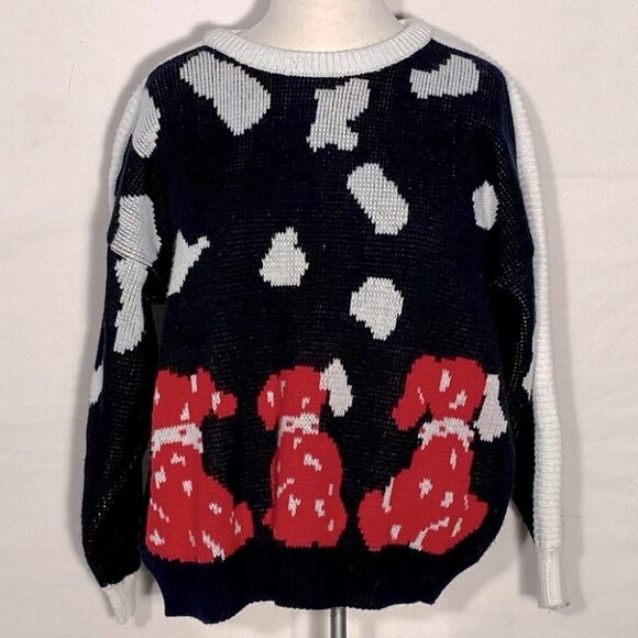 Vintage KAOS Black White Red Puppy Sweater S - Picture 6 of 8